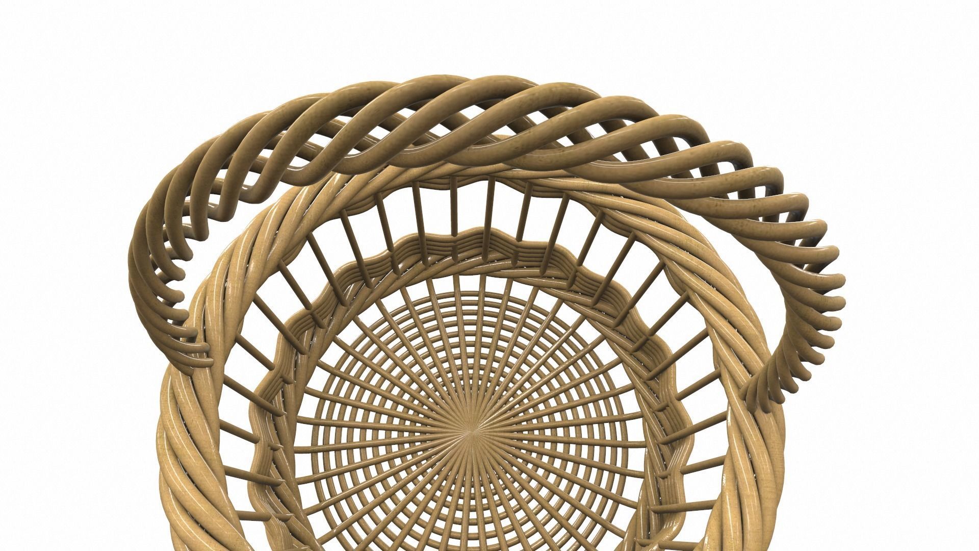 Wooden wicker basket 3 3D model_2