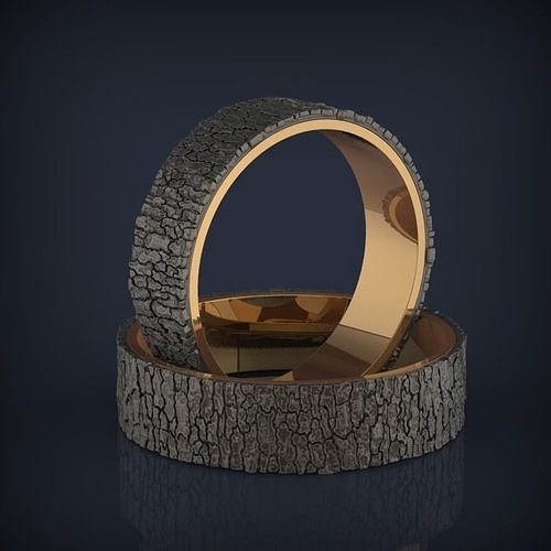 Wood jewelry texture wedding bands ring 3D Print Model