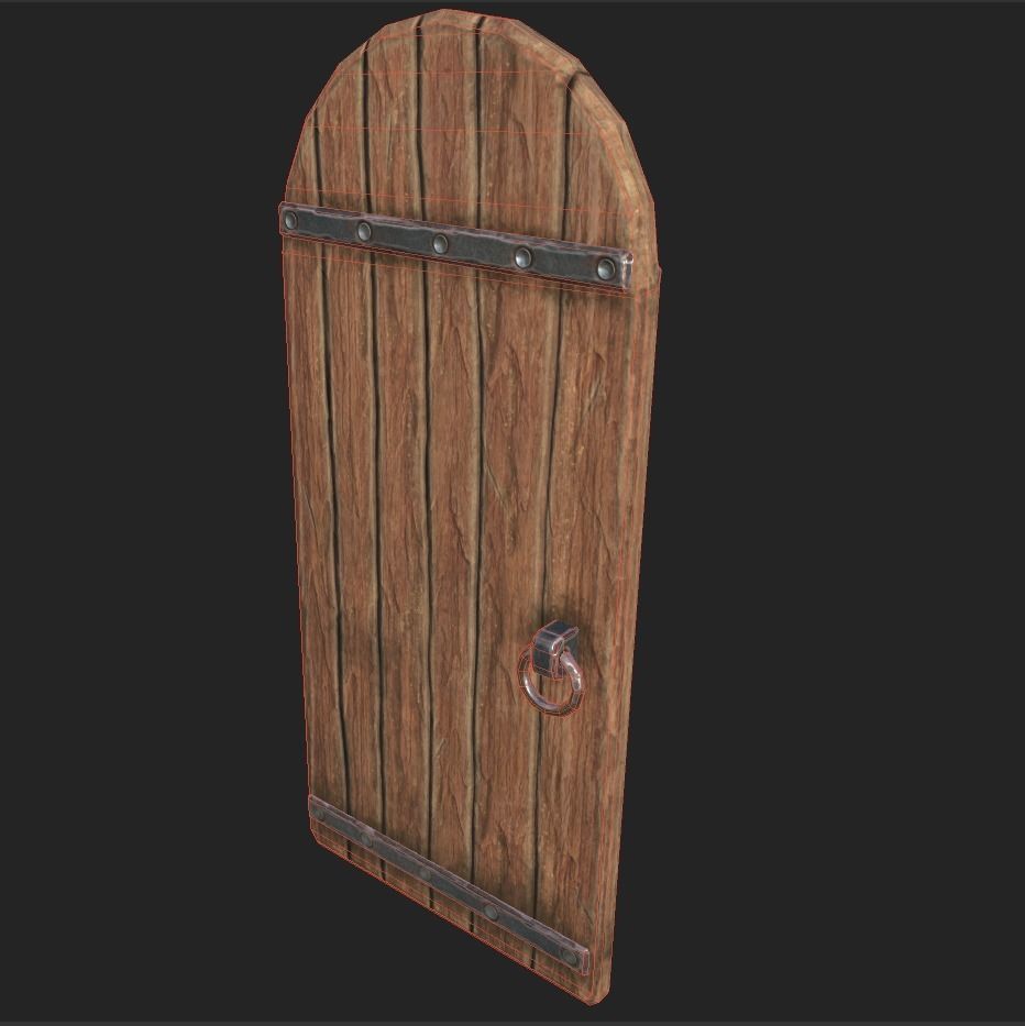Medieval tavern door Low-poly 3D model_8