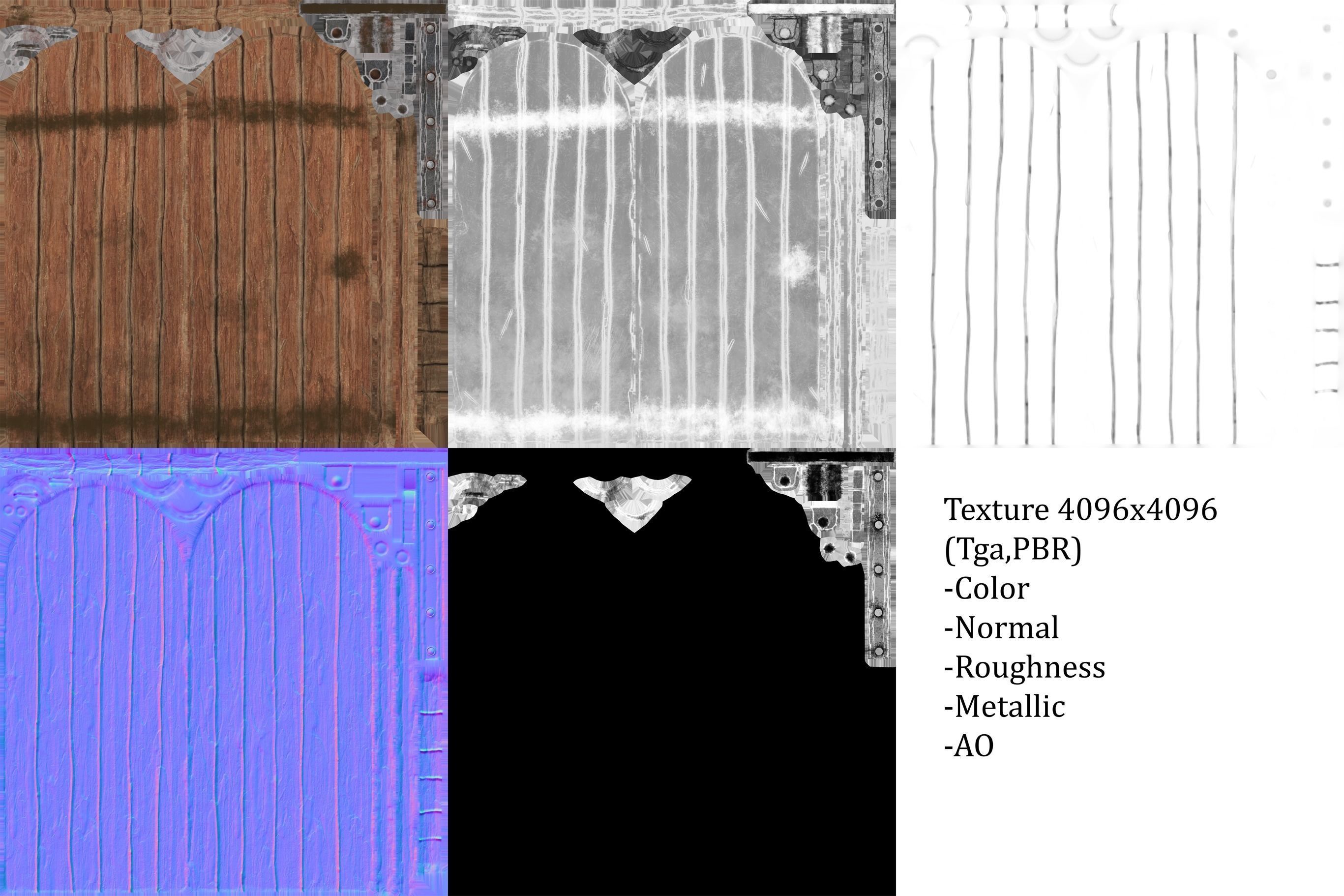 Medieval tavern door Low-poly 3D model_9