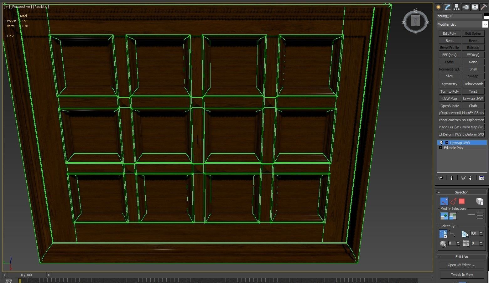 Classic wooden ceiling with caissons 01 3D model_12