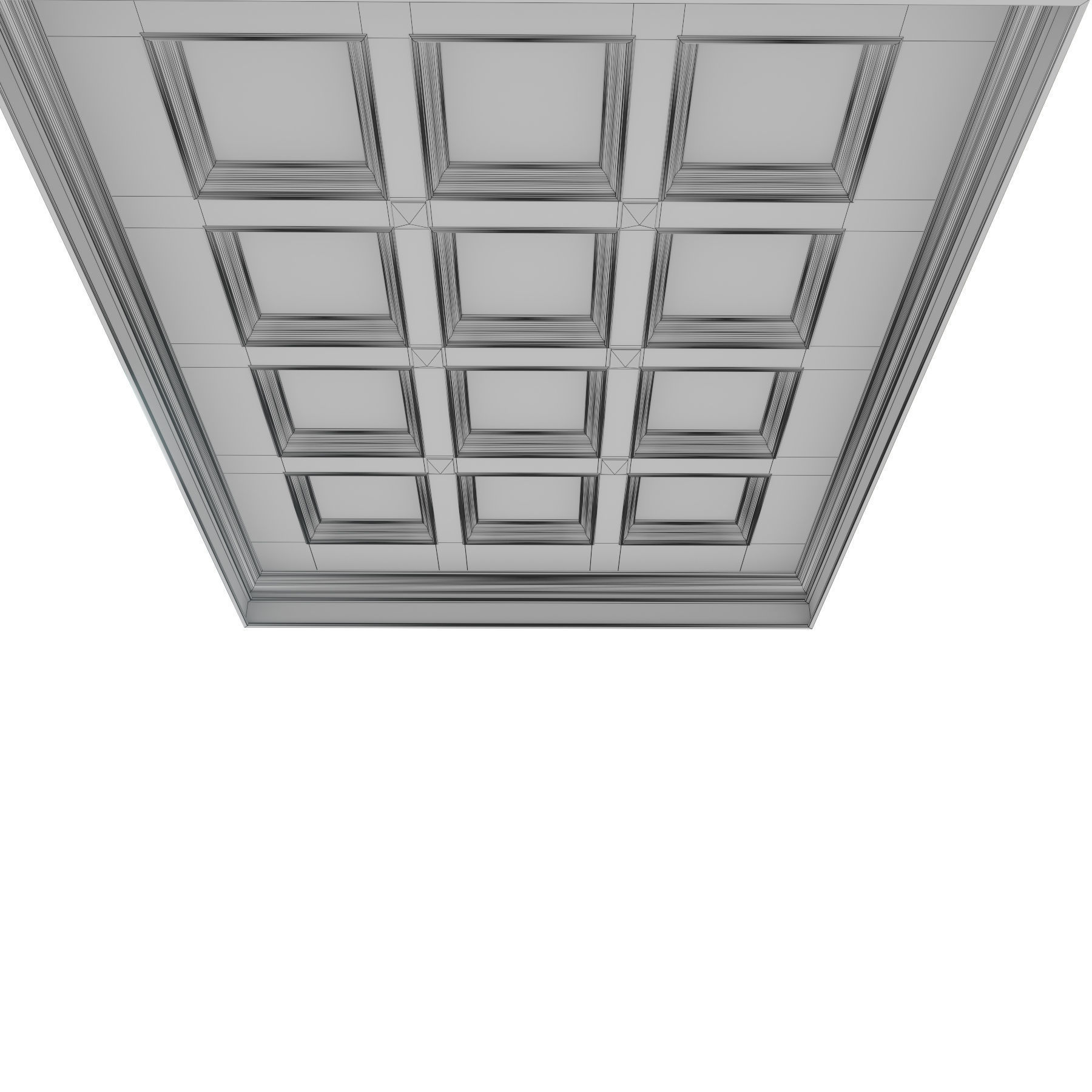 Classic wooden ceiling with caissons 01 3D model_6