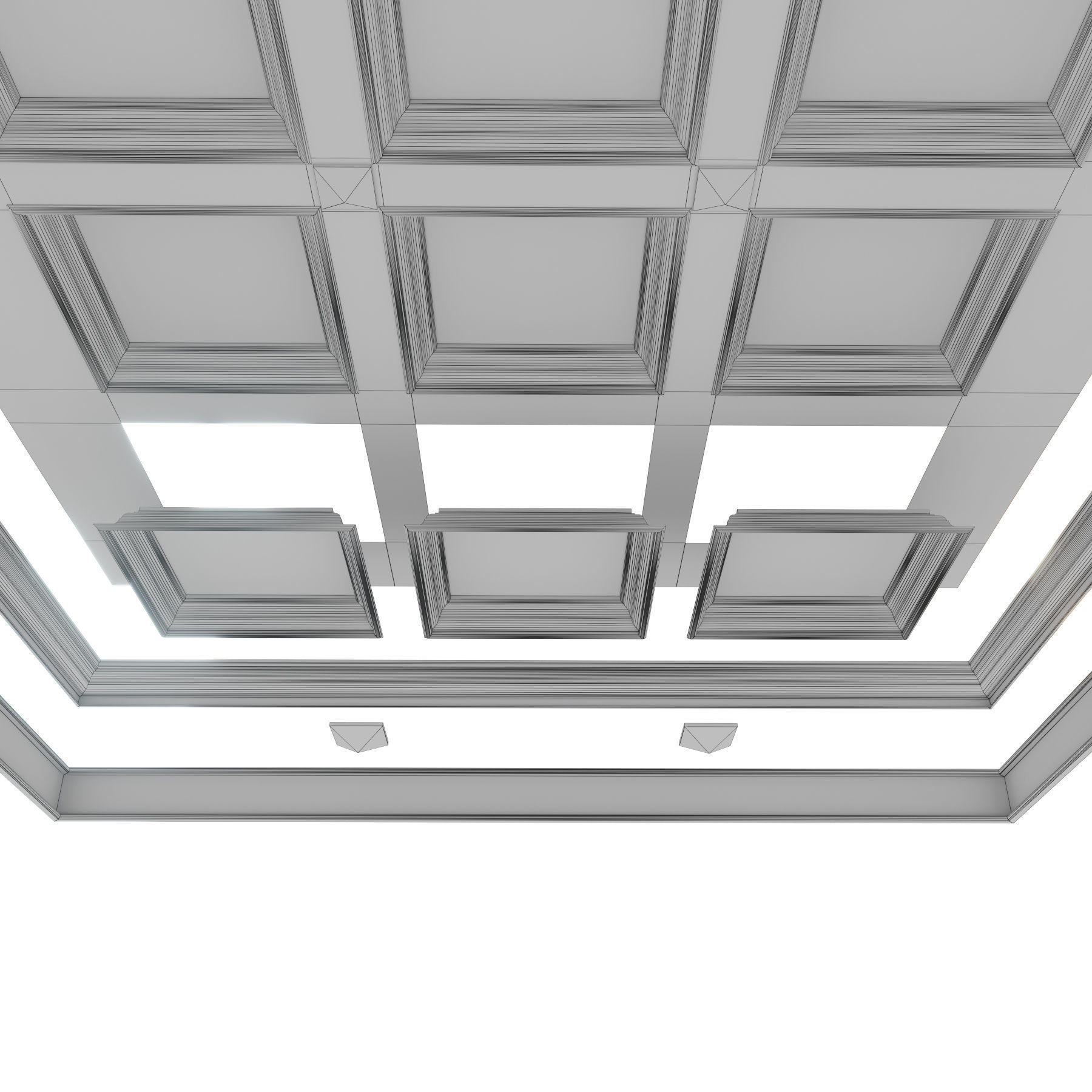 Classic wooden ceiling with caissons 01 3D model_7