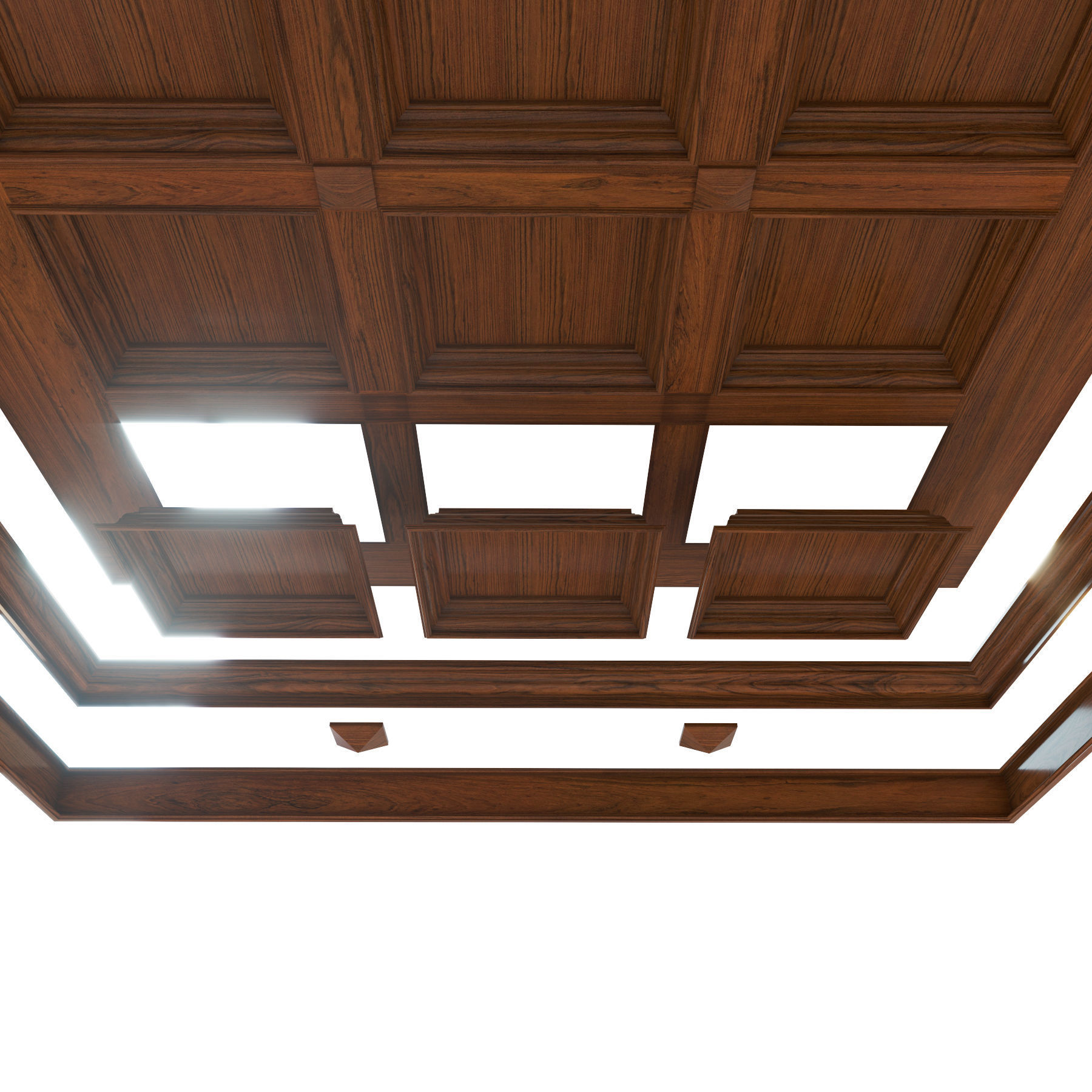 Classic wooden ceiling with caissons 01 3D model_4
