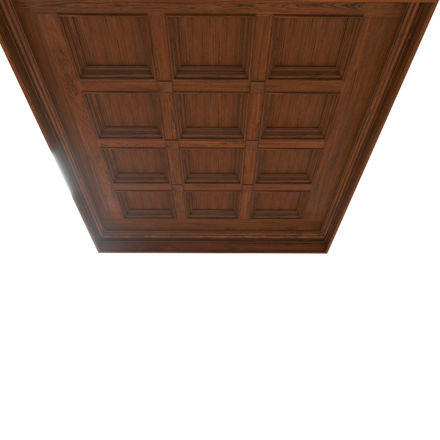 Classic wooden ceiling with caissons 01 3D model_1