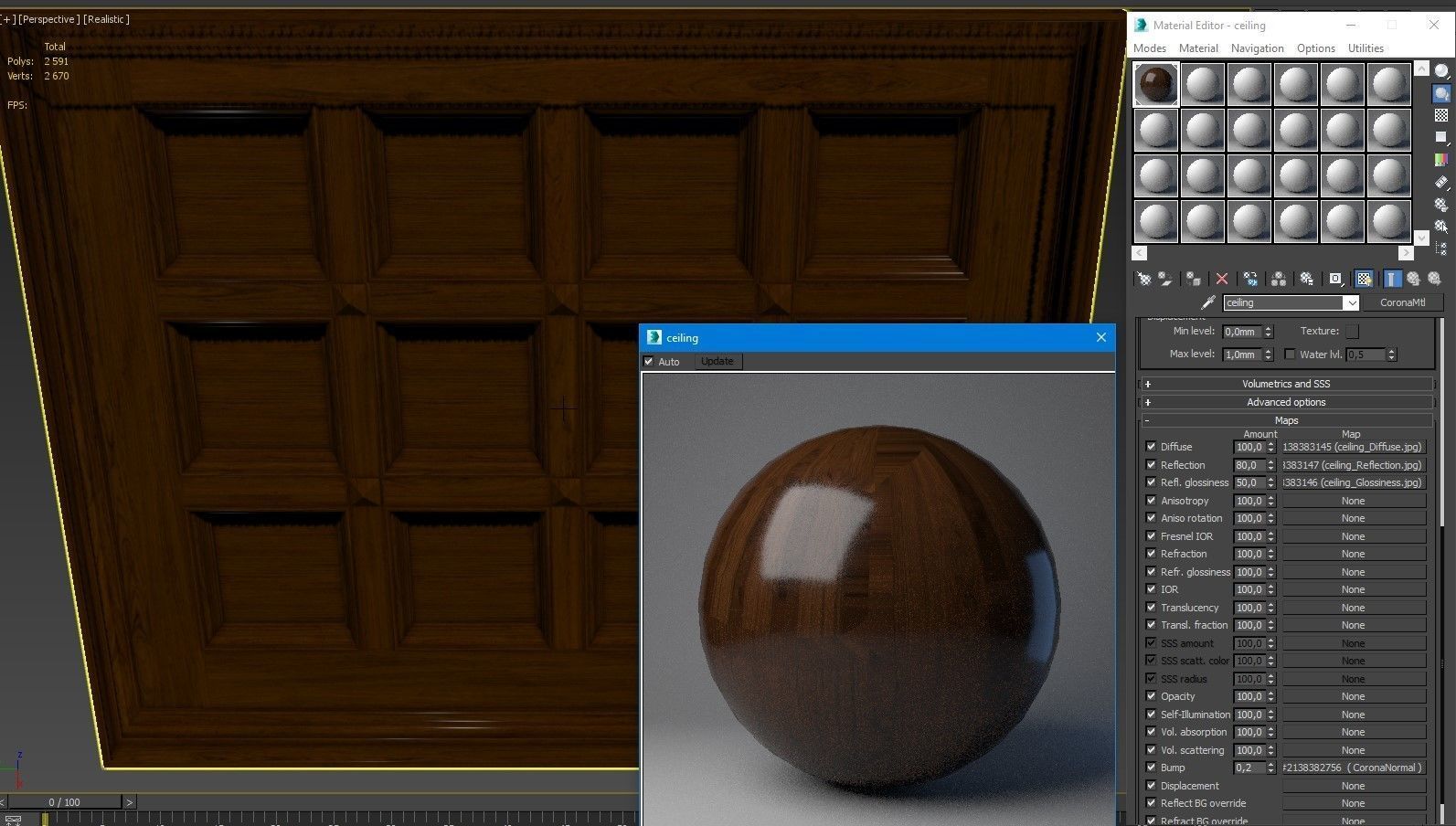 Classic wooden ceiling with caissons 01 3D model_10
