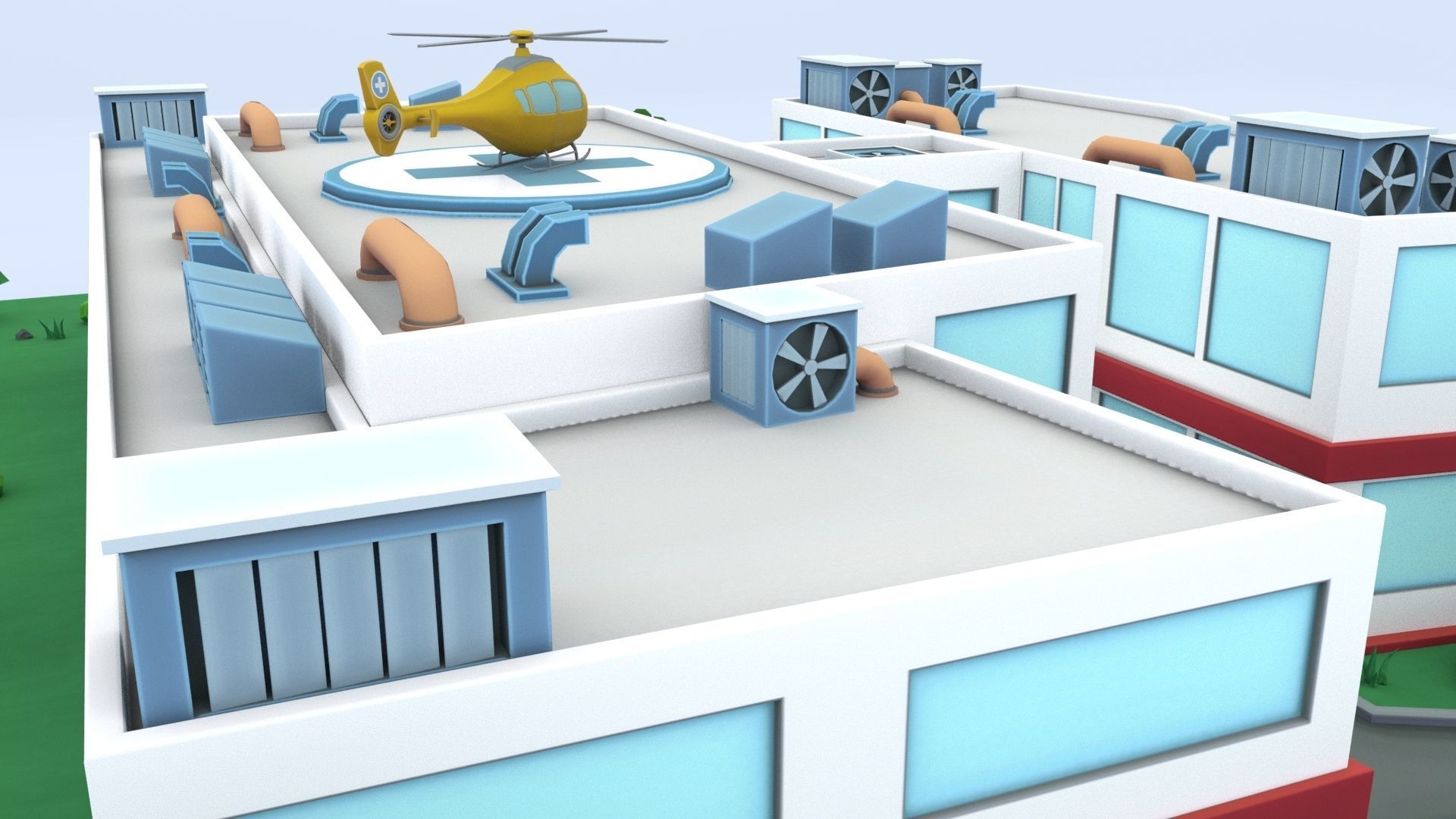 Cartoon Hospital Low-poly 3D model_49
