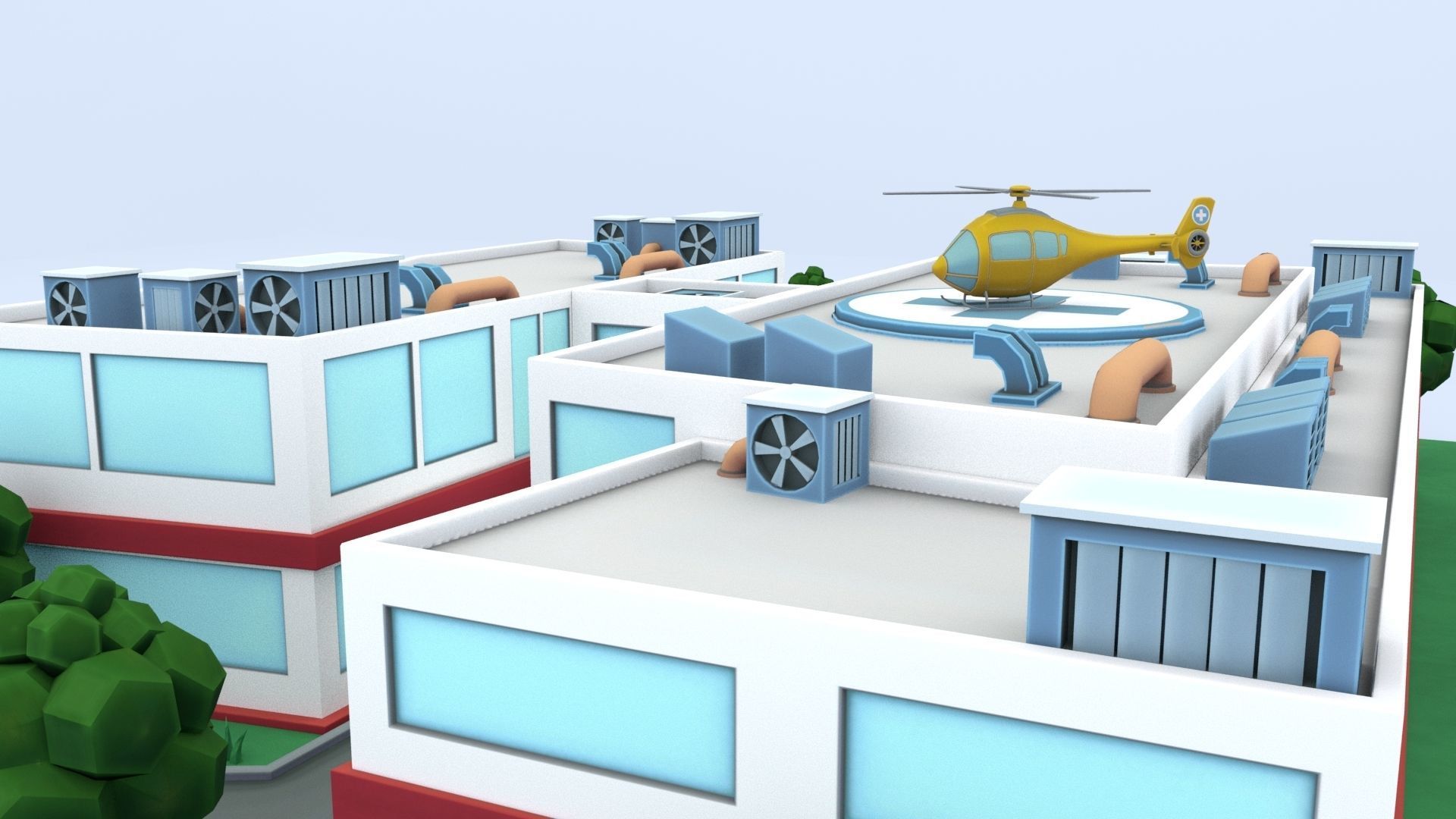 Cartoon Hospital Low-poly 3D model_53