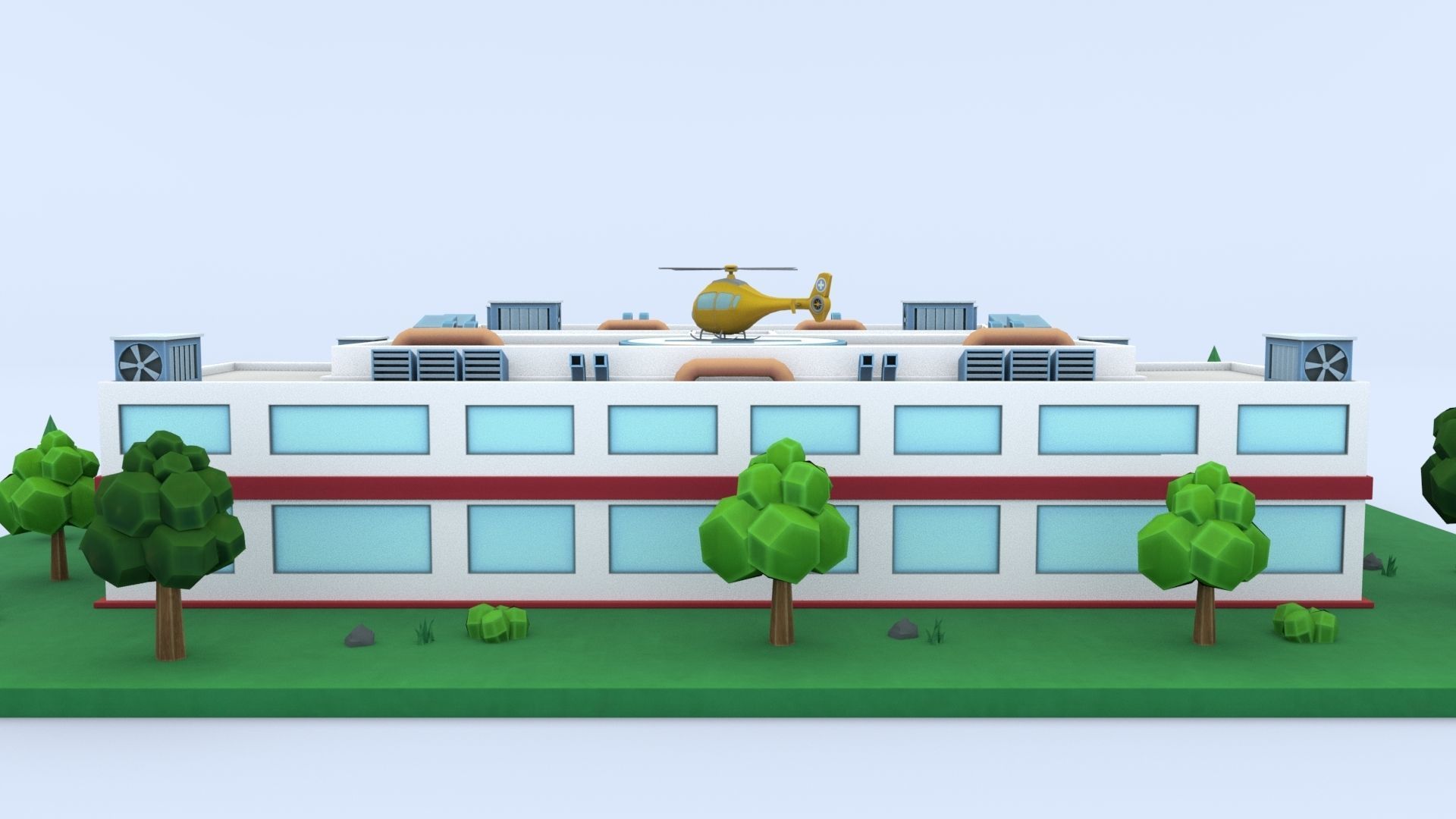Cartoon Hospital Low-poly 3D model_13
