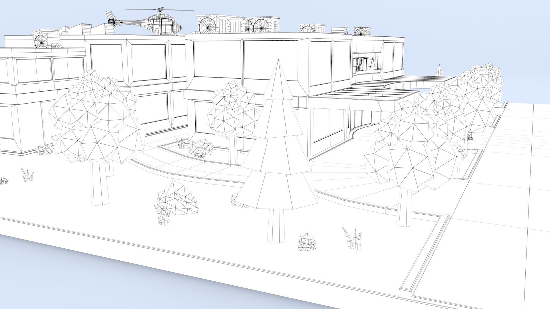 Cartoon Hospital Low-poly 3D model_30