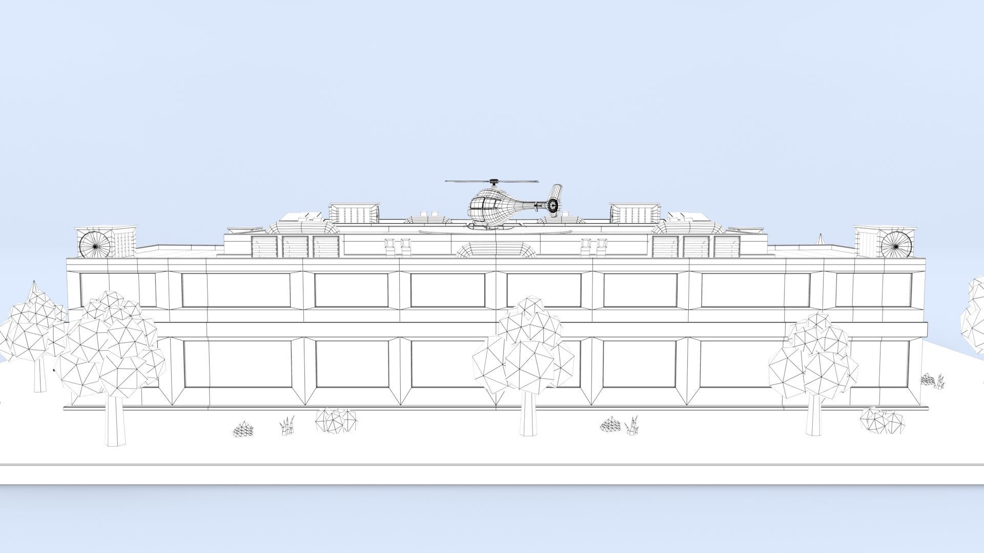 Cartoon Hospital Low-poly 3D model_14