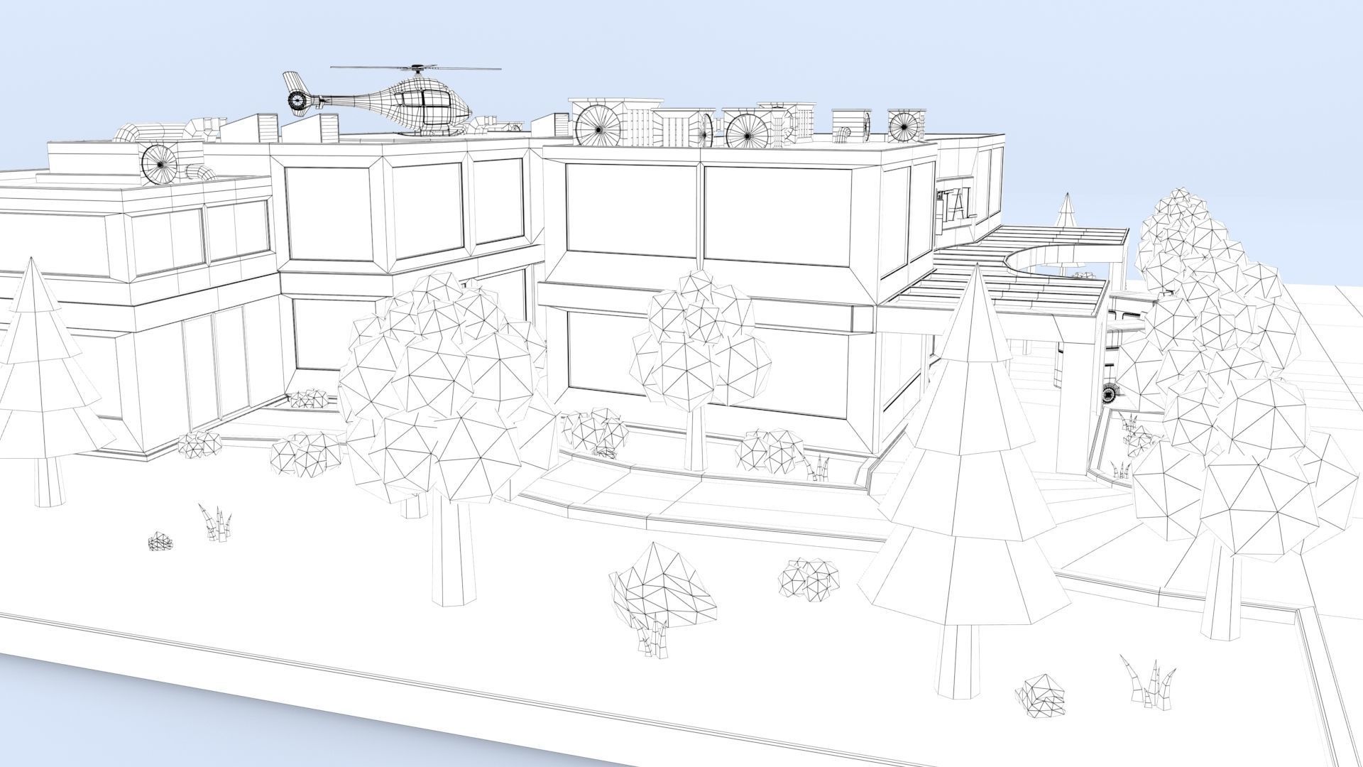 Cartoon Hospital Low-poly 3D model_32