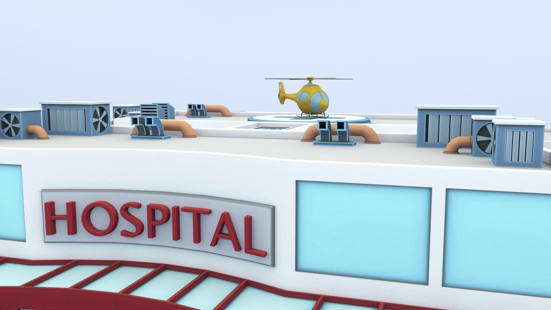 Cartoon Hospital Low-poly 3D model_55