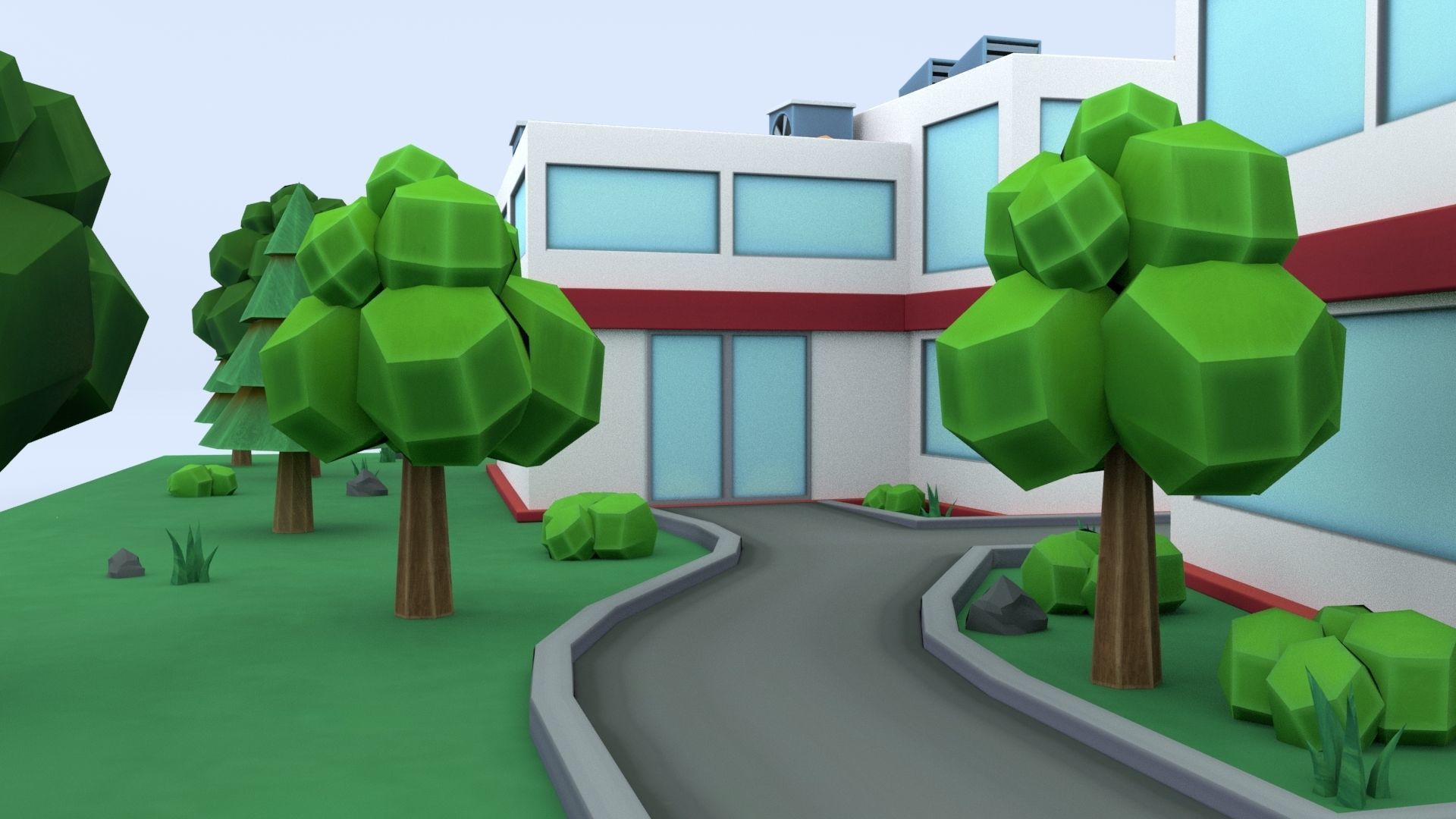 Cartoon Hospital Low-poly 3D model_37