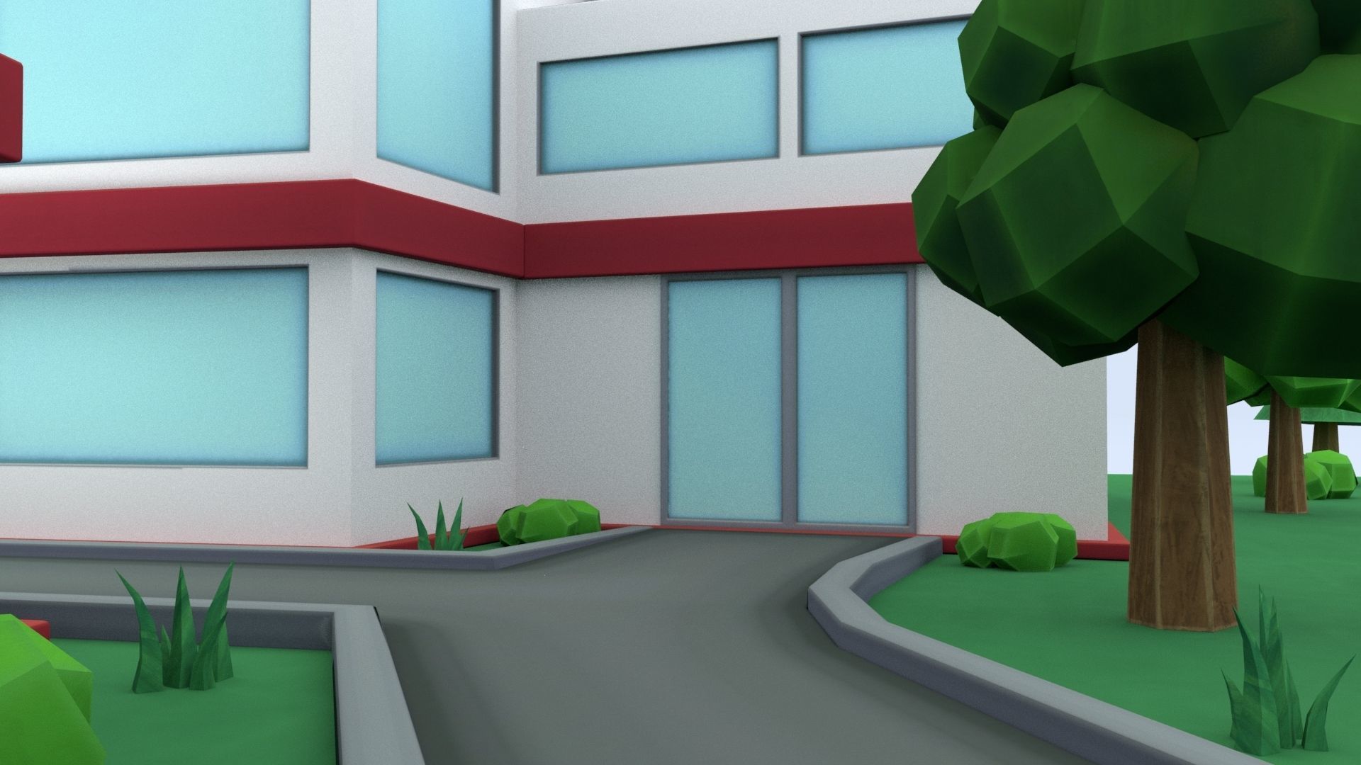 Cartoon Hospital Low-poly 3D model_43