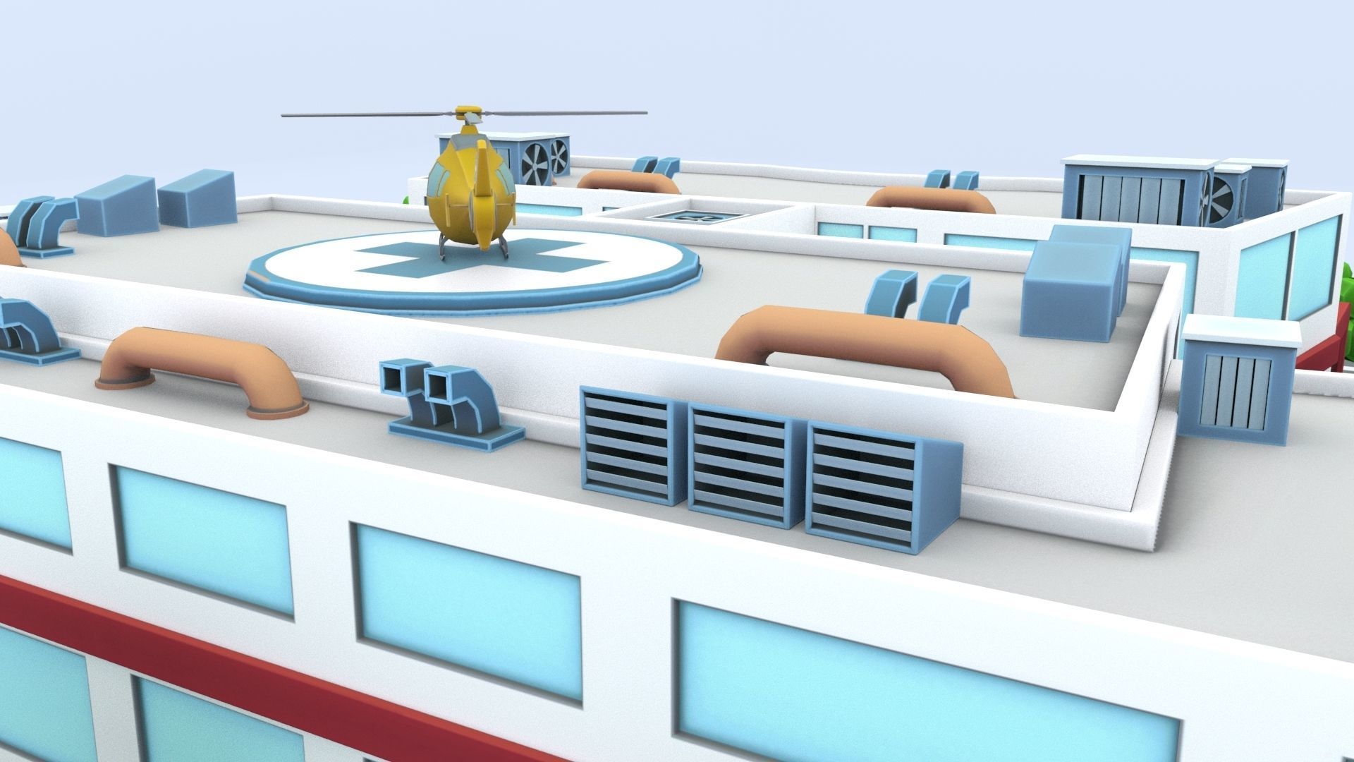 Cartoon Hospital Low-poly 3D model_51