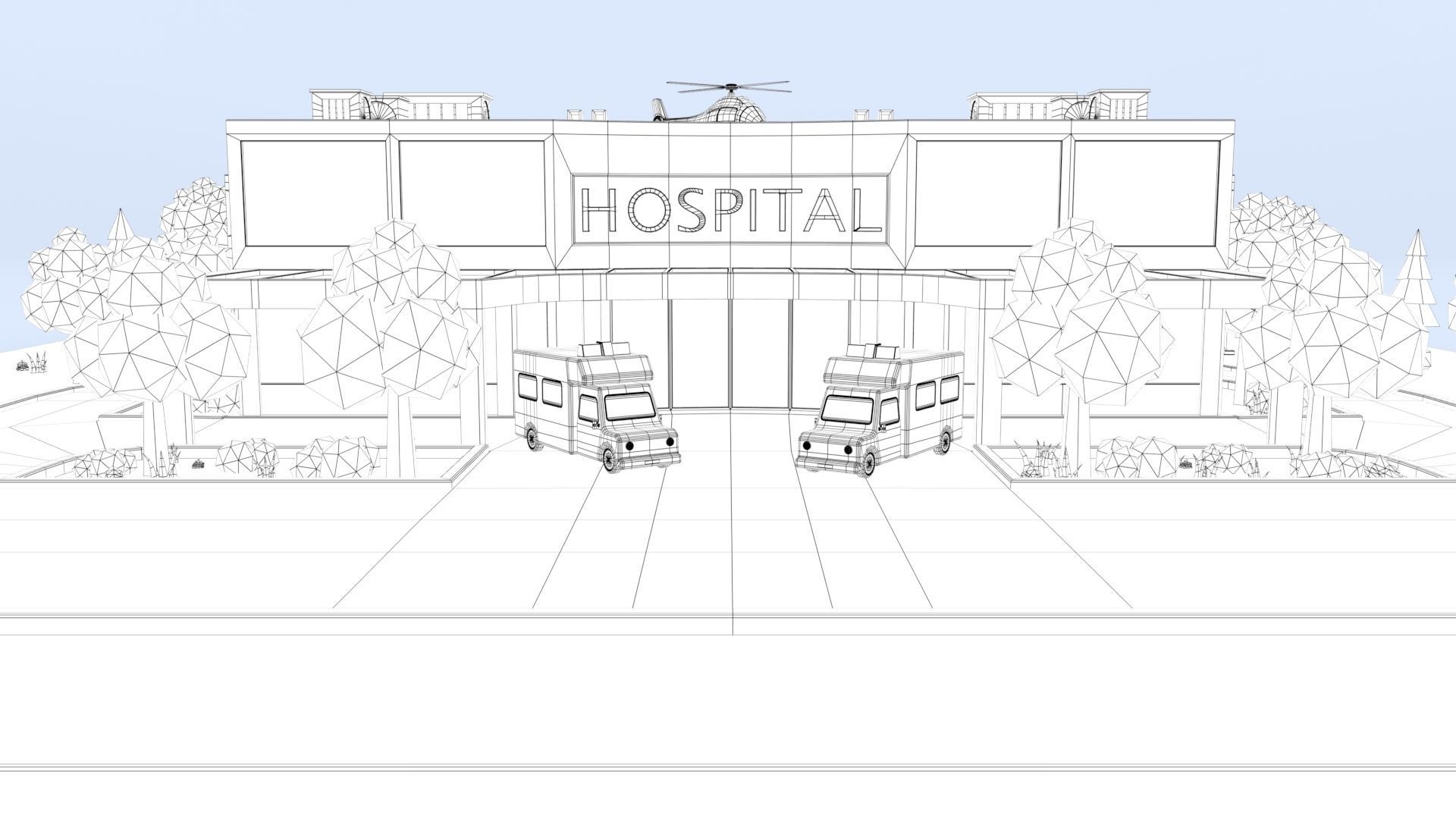 Cartoon Hospital Low-poly 3D model_22