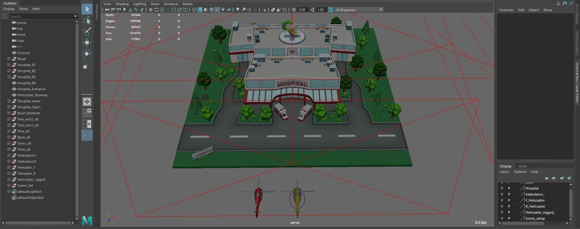 Cartoon Hospital Low-poly 3D model_60