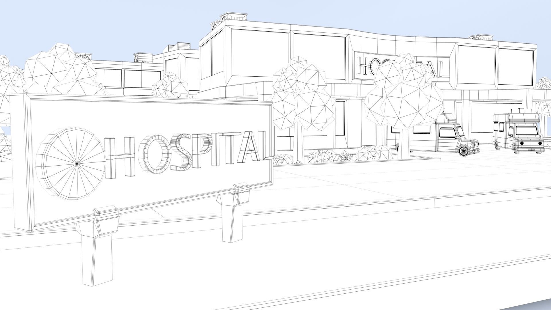 Cartoon Hospital Low-poly 3D model_26