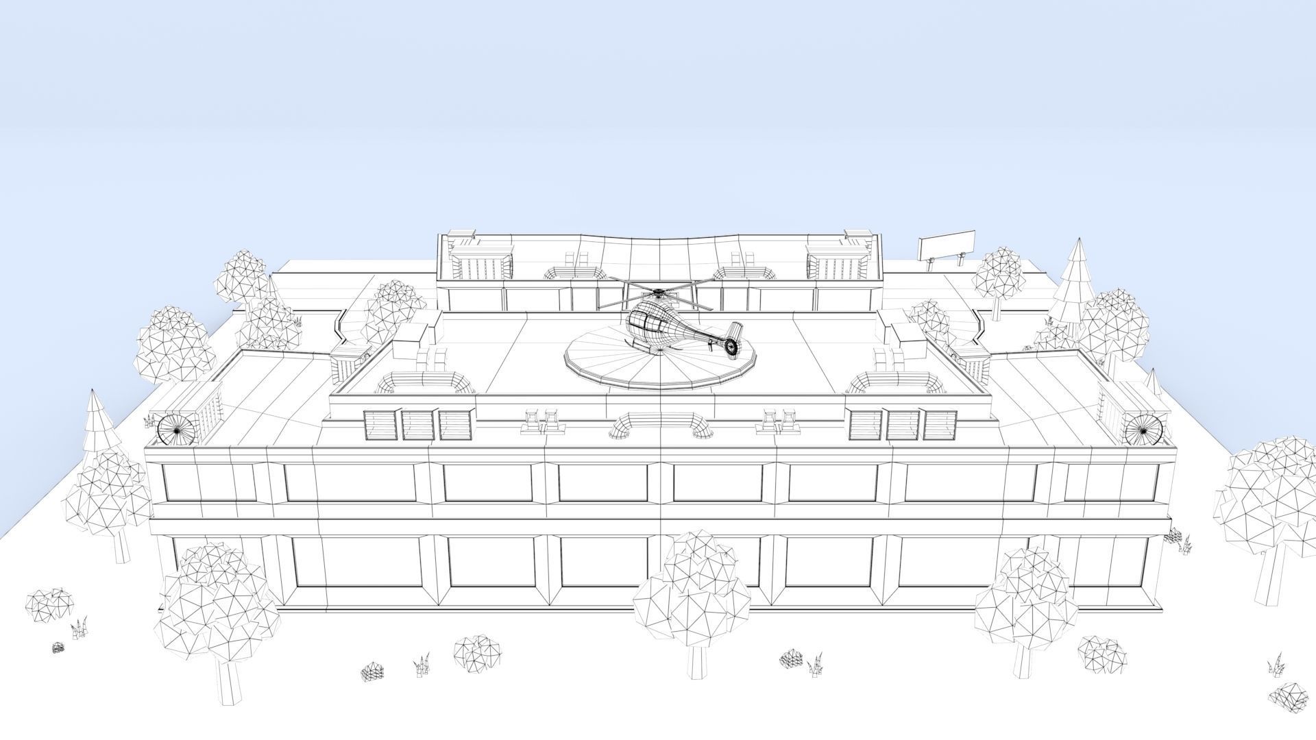 Cartoon Hospital Low-poly 3D model_12