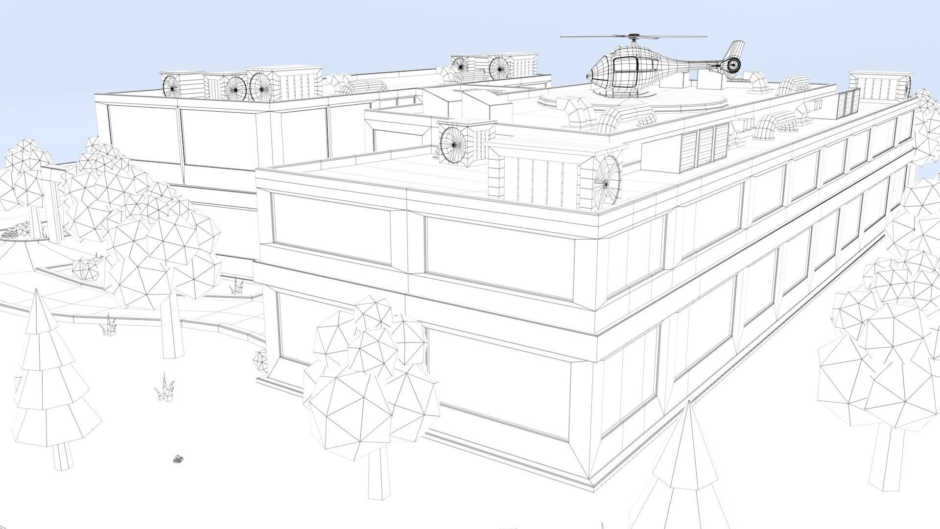 Cartoon Hospital Low-poly 3D model_16