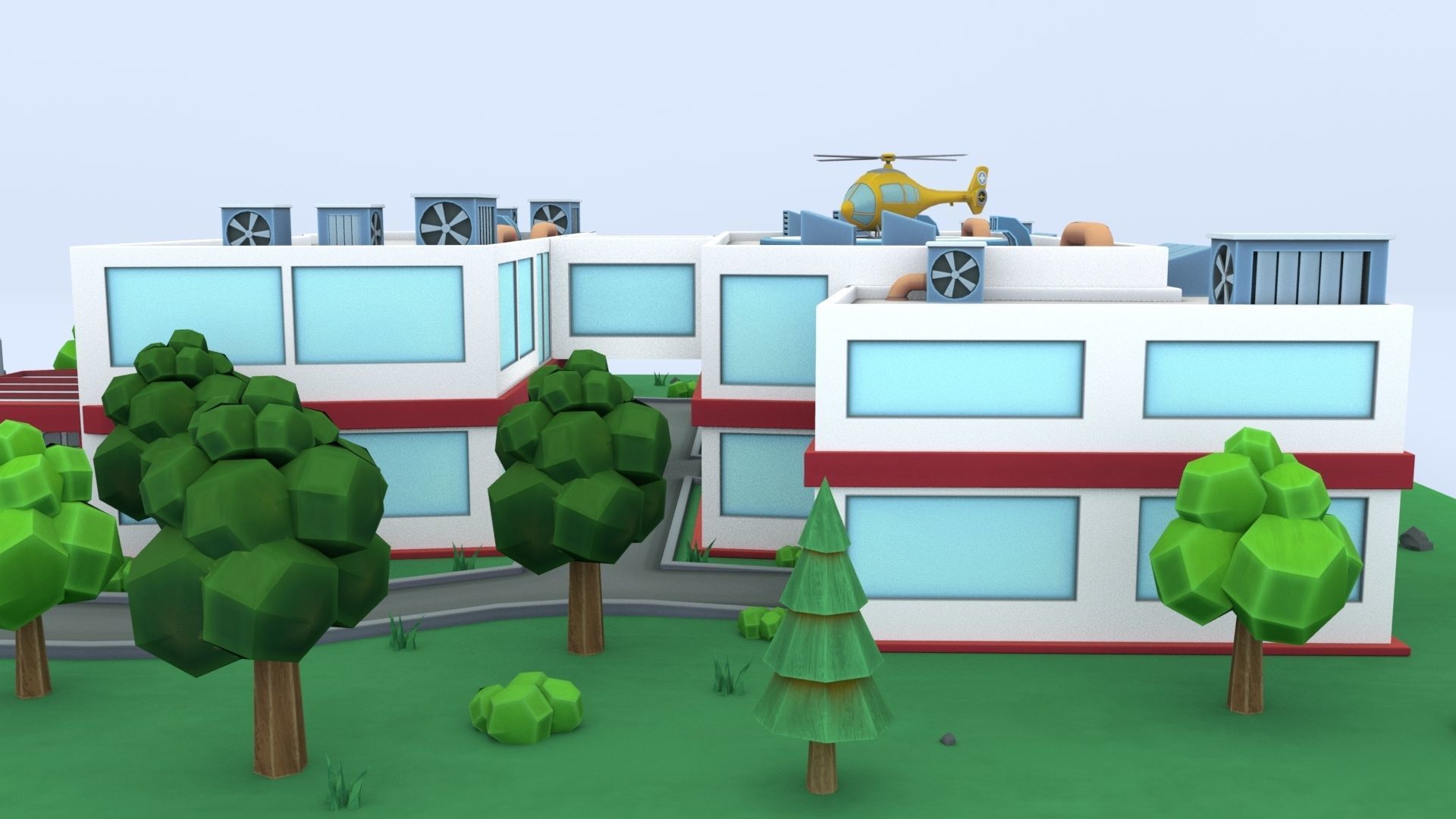 Cartoon Hospital Low-poly 3D model_17