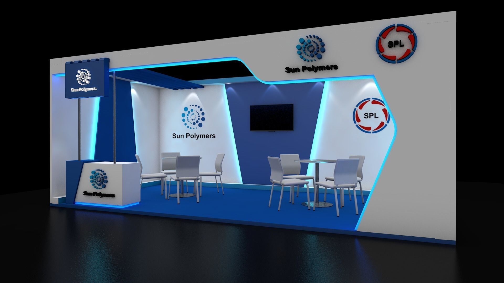 Exhibition stall 3m x 6m size 3D model_1