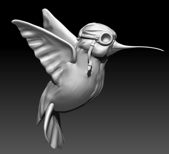 COLIBRi hummingbird with goggles Low-poly 3D model