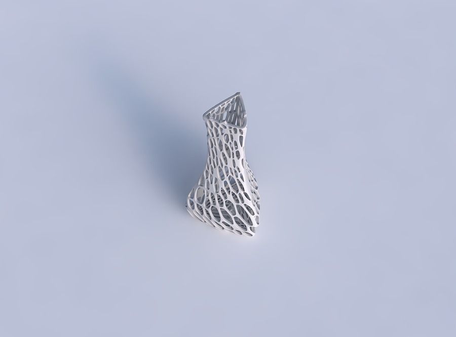 Vase puffy triangle with dense organic lattice 2 3D print model_1