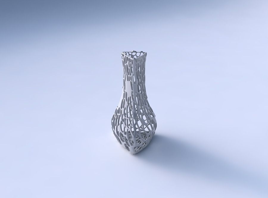 Vase puffy triangle with dense organic lattice 2 3D print model_3