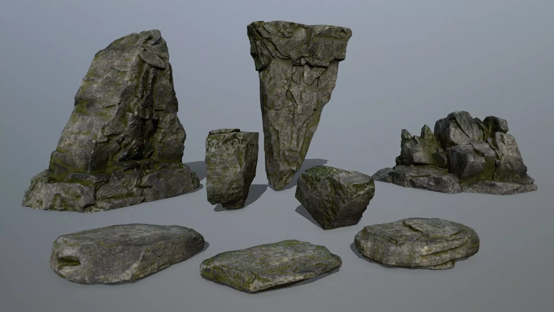 cliff rocks Low-poly 3D model_0