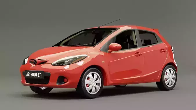 MAZDA 2 2008 - True Red S 3D model