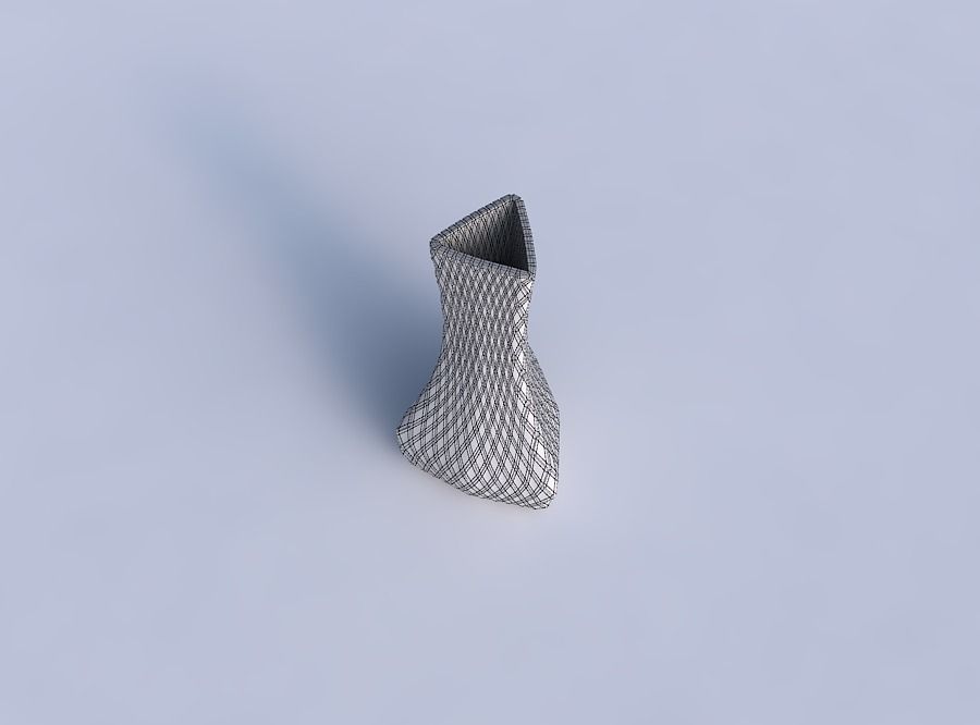 Vase puffy triangle with diagonal grid plates 3D print model_6