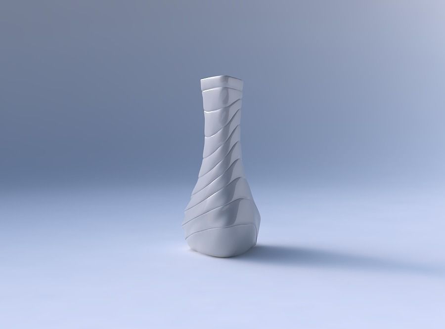 Vase puffy triangle with distorted horizontal dents 3D print model_4