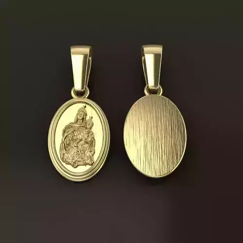 Oval Antique Mother Mary Pendant 12mm Length