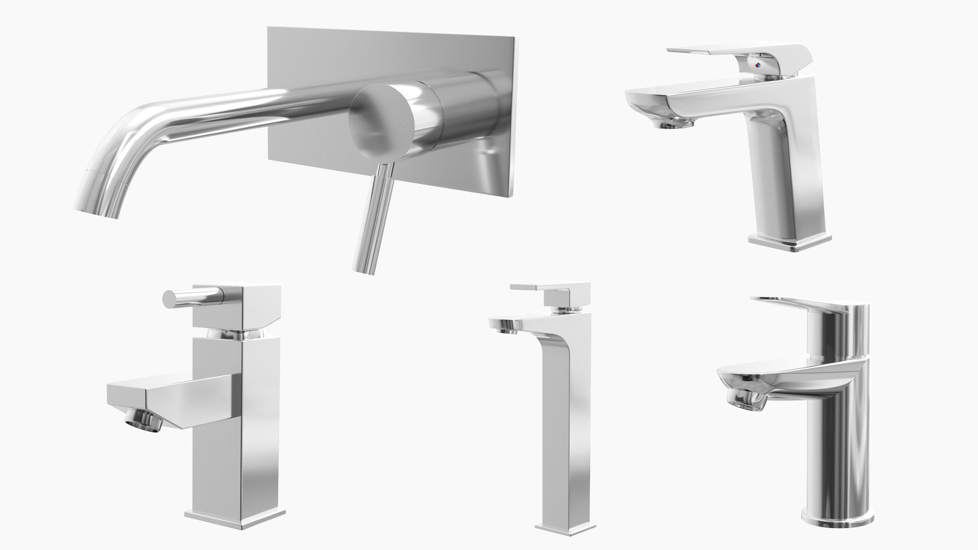 Fixtures - Kitchen Bathroom Faucet Pack A Low-poly 3D model_1