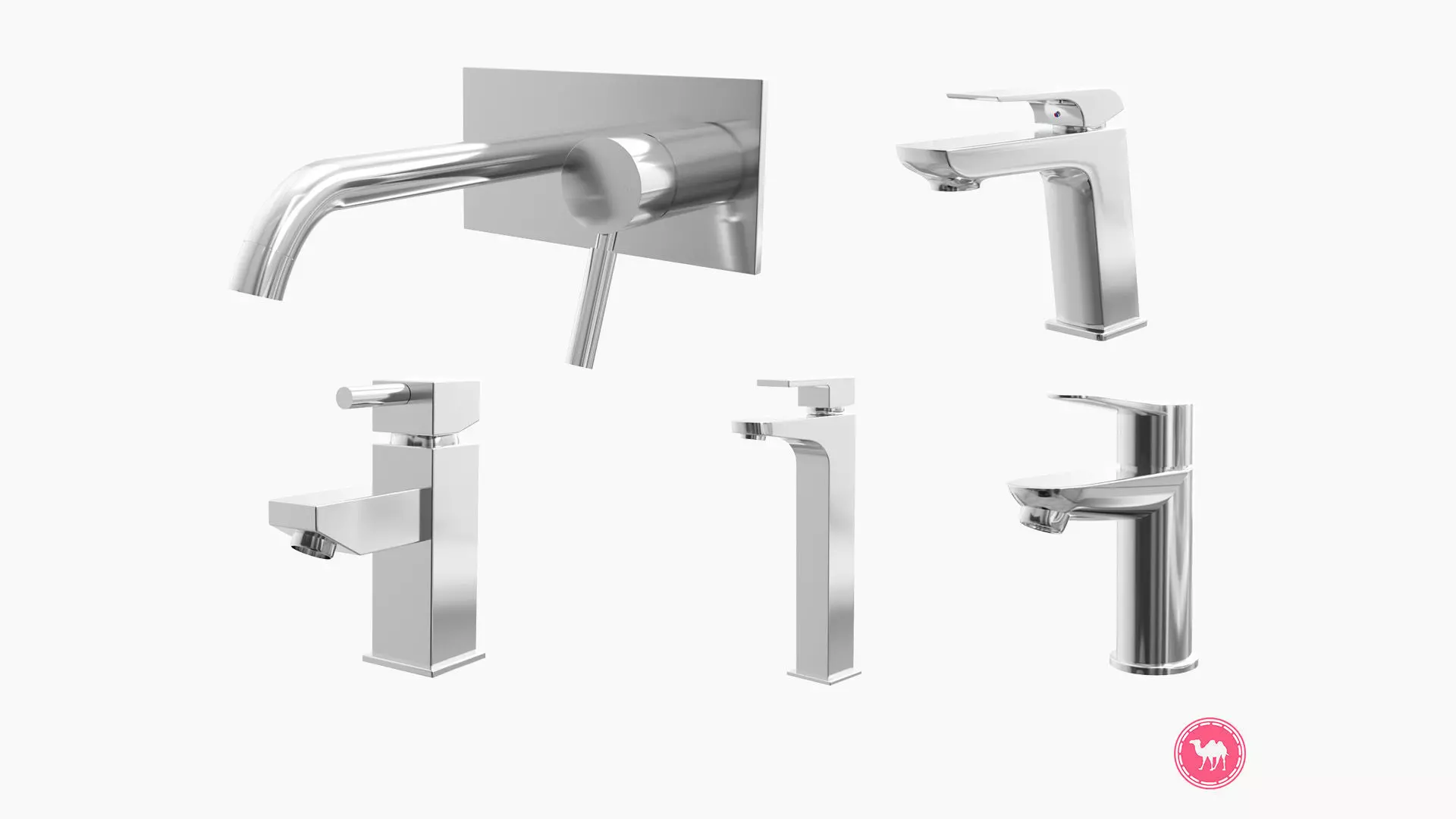 Fixtures - Kitchen Bathroom Faucet Pack A Low-poly 3D model_0