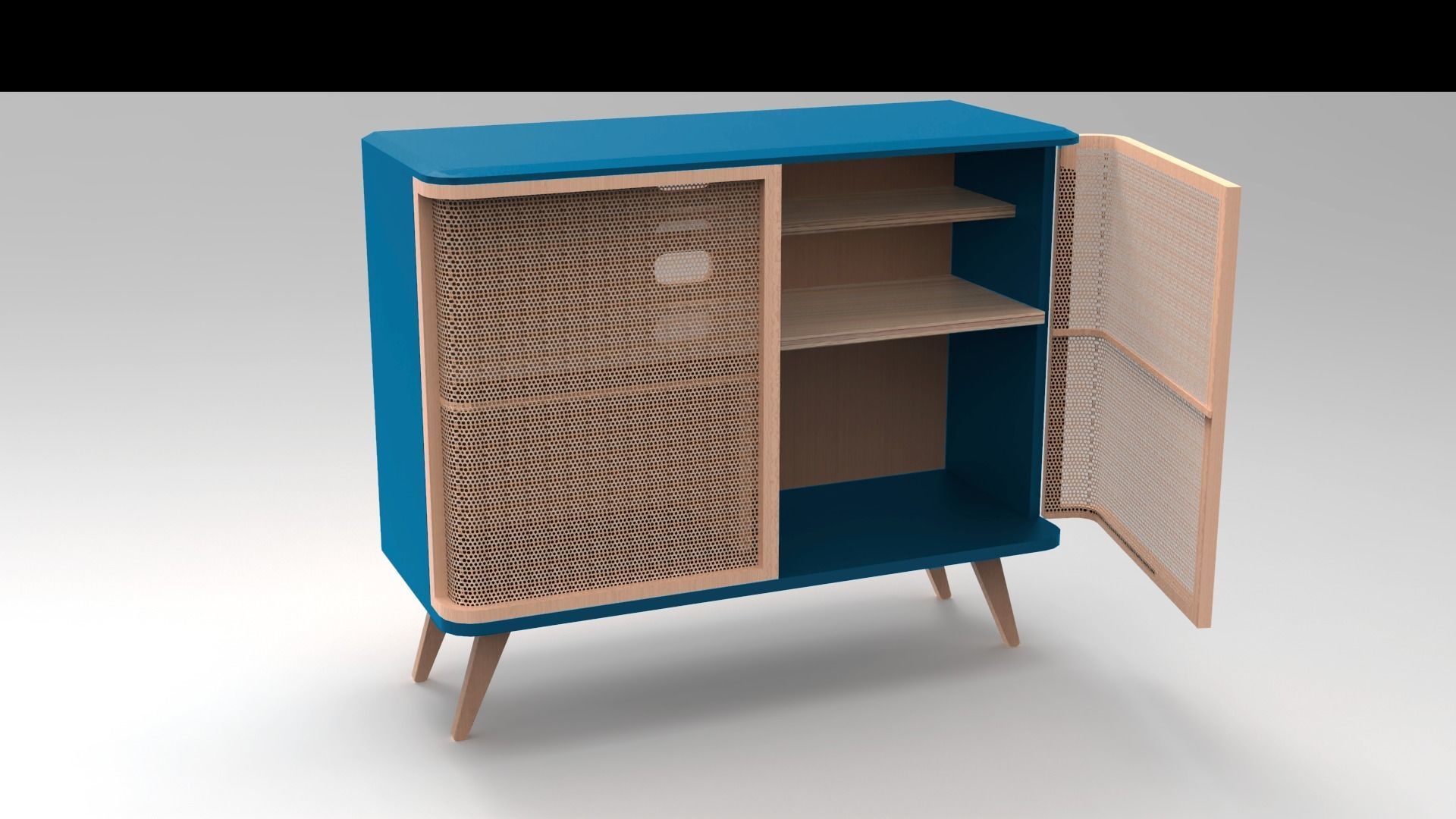 cabinet with wooden legs Low-poly 3D model_3