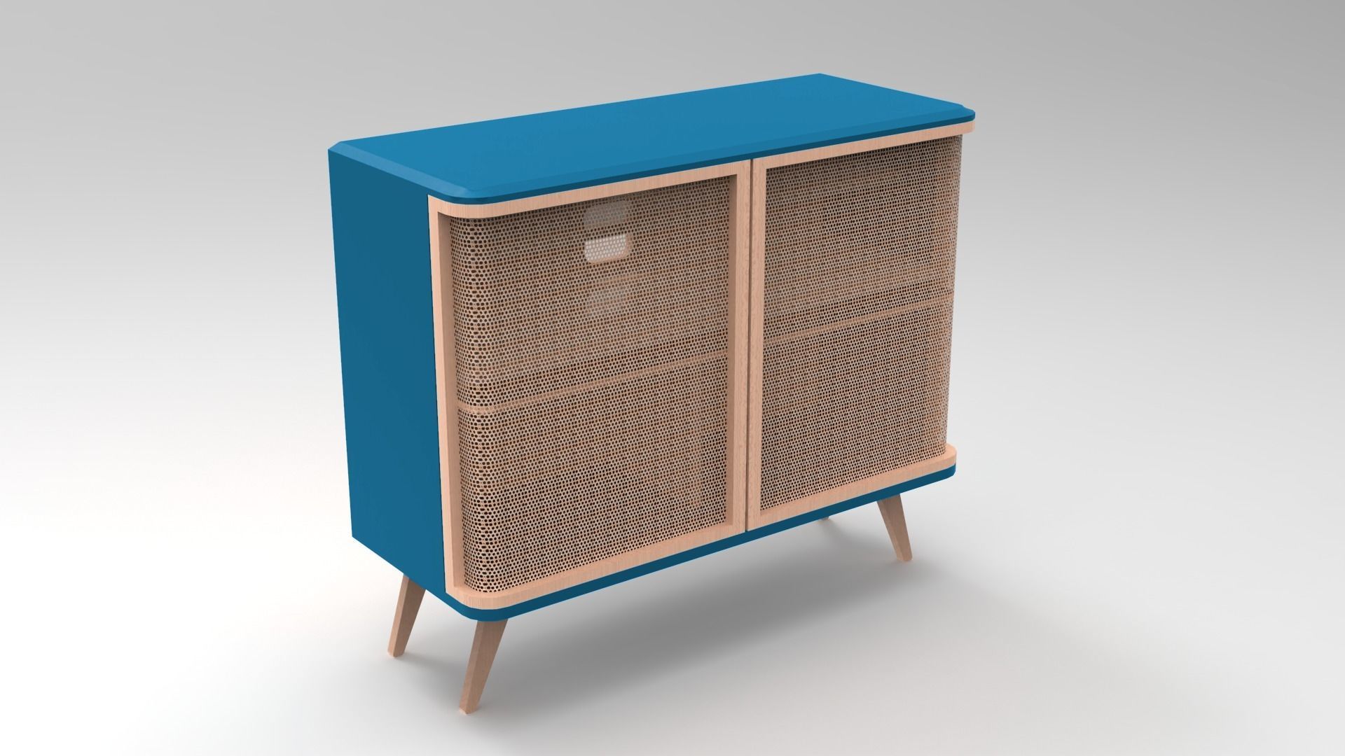 cabinet with wooden legs Low-poly 3D model_1