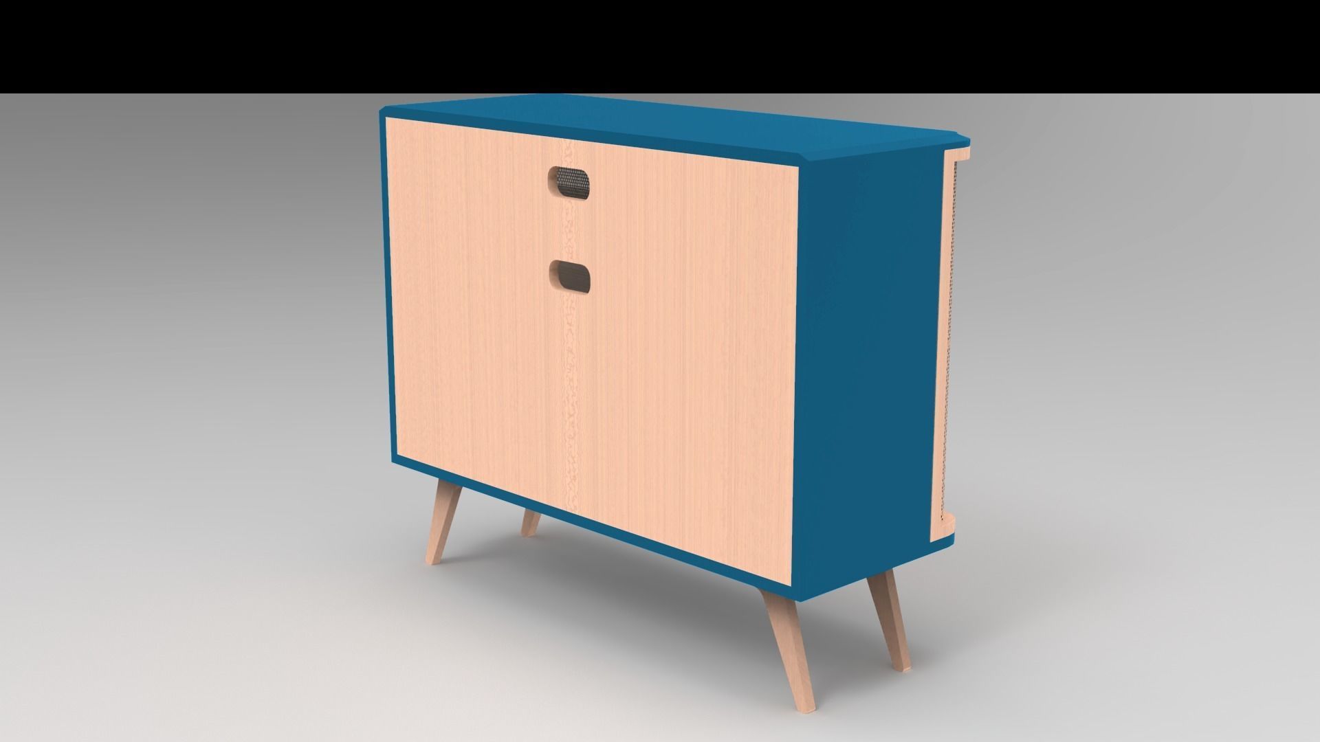 cabinet with wooden legs Low-poly 3D model_2
