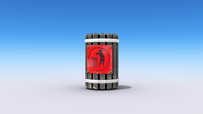 Trash Can Low-poly 3D model