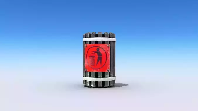 Trash Can Low-poly 3D model