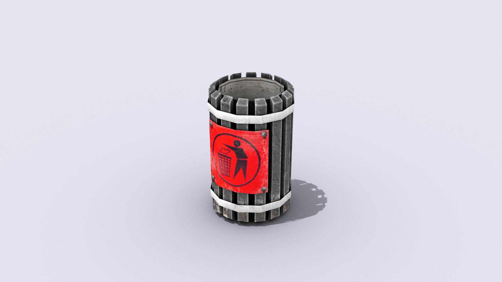 Trash Can Low-poly 3D model_1