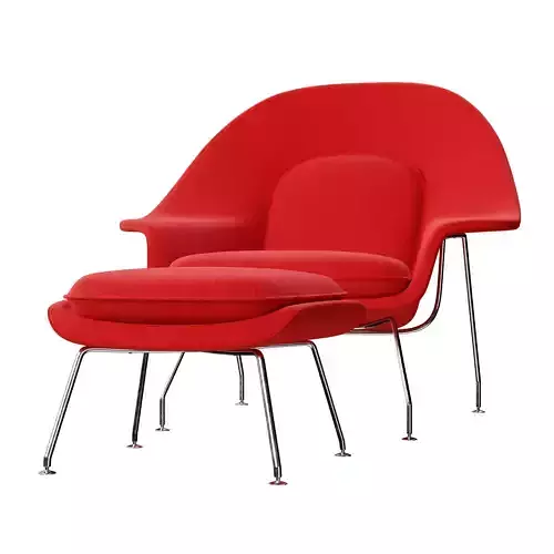 Womb Chair with Ottoman by Eero Saarinen 3D model