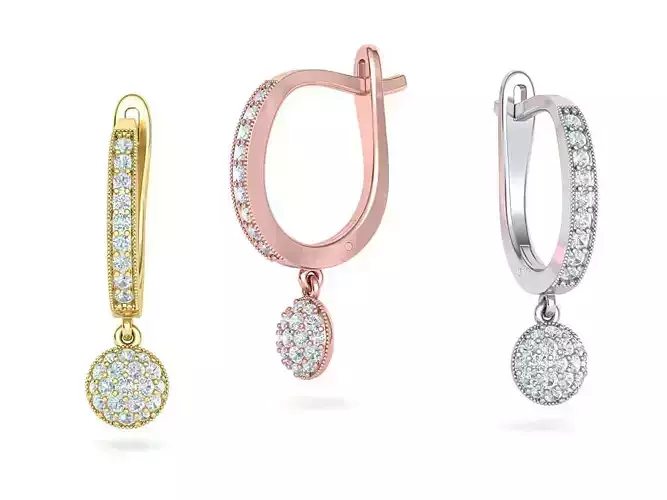 Milgrain Diamond Huggie Earrings 3dmodel