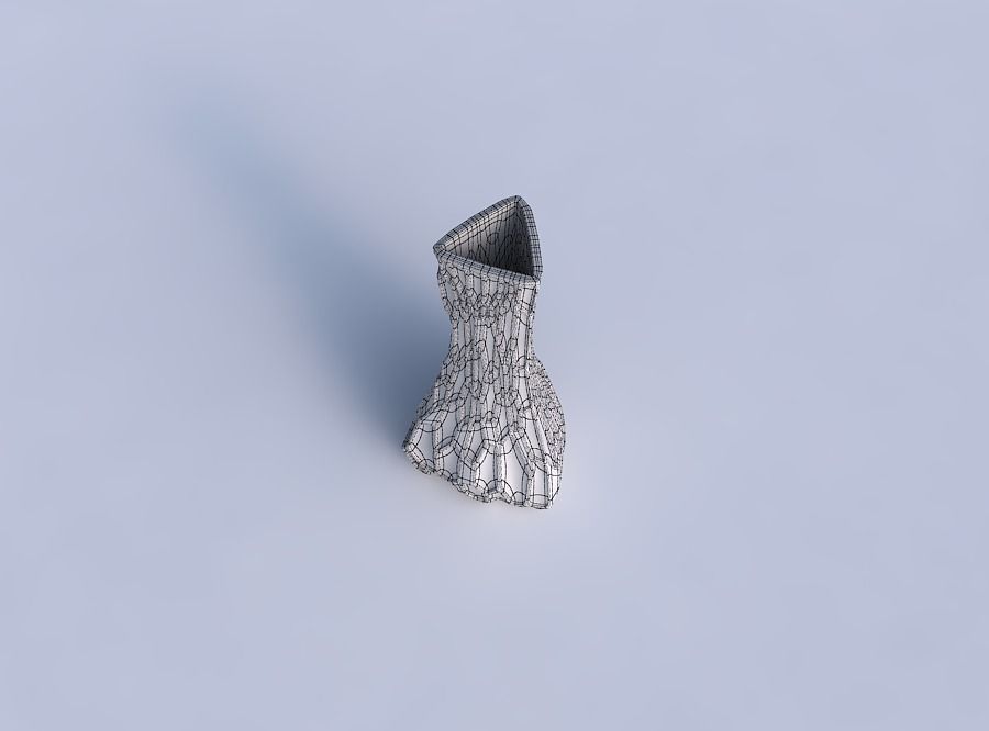 Vase puffy triangle with organic dents 3D print model_6