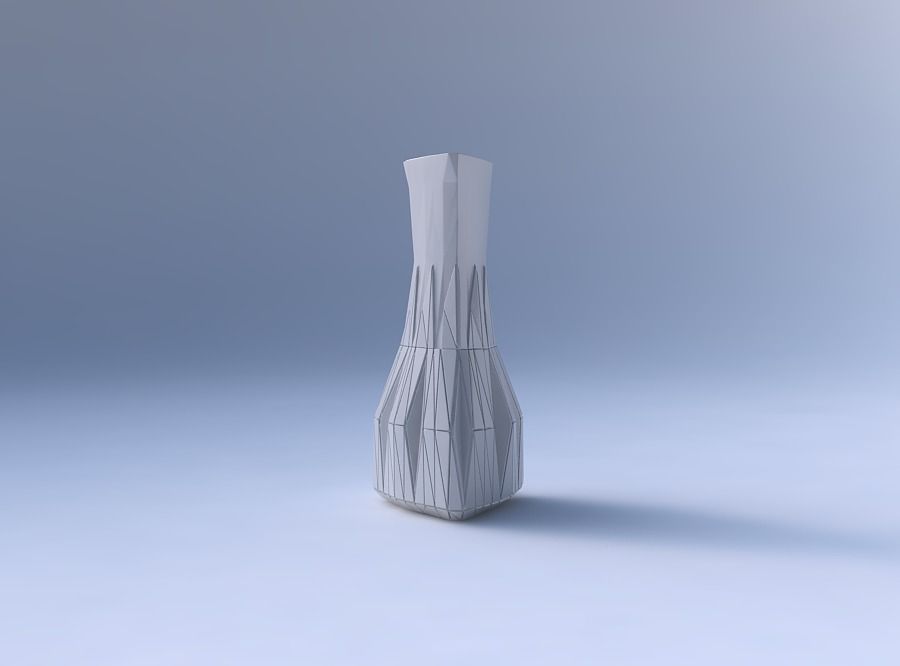 Vase puffy triangle with partial random triangle plates 3D print model_4