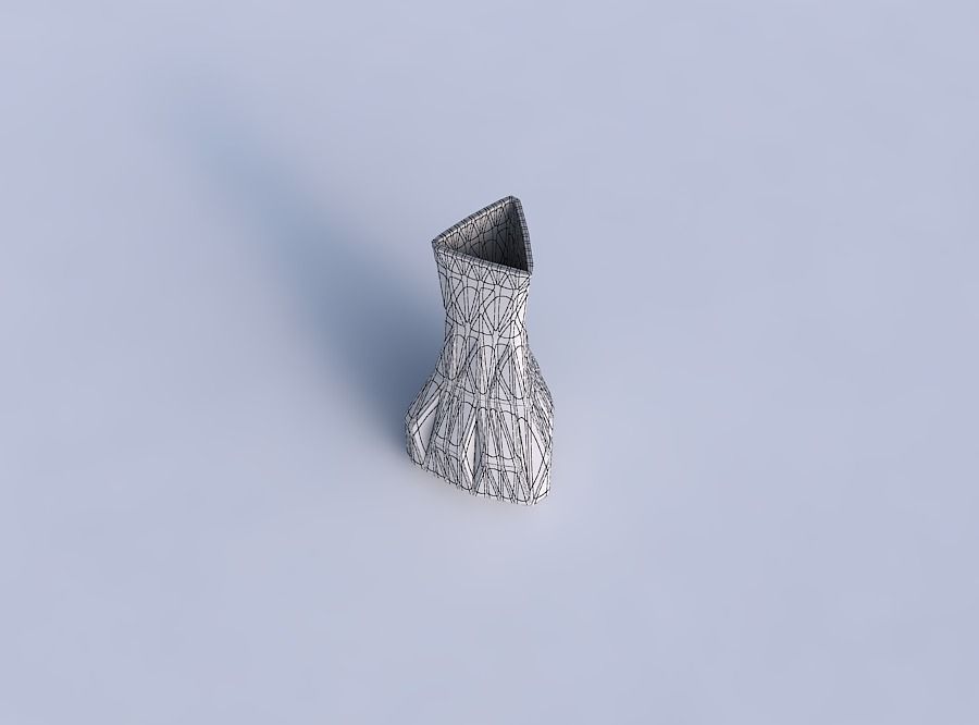 Vase puffy triangle with partial random triangle plates 3D print model_6