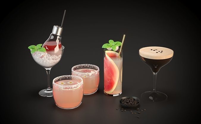 Cocktail Collection 3D model in glass 3D model