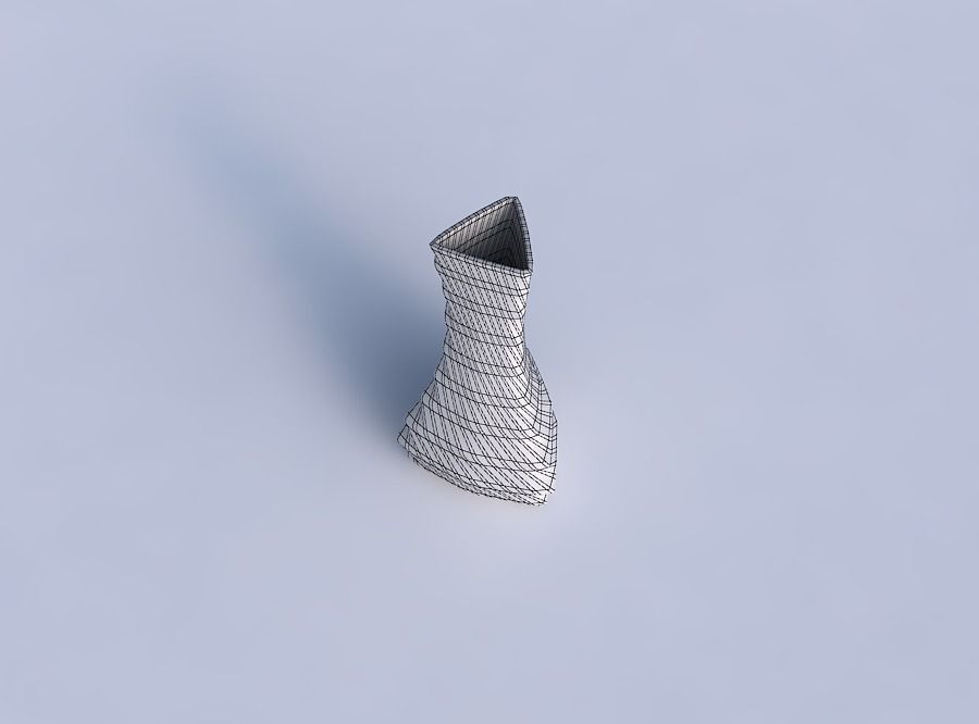 Vase puffy triangle with secions and twisted lines 3D print model_6
